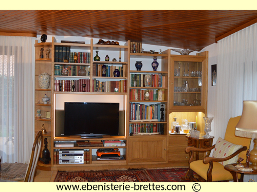 meuble tv bibliotheque bois living