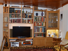 meuble tv bibliotheque bois living salon