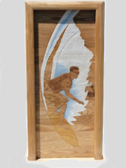 porte d'intrieur contemporaine avec dcor d'un surfeur sculpt