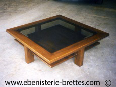 table bois dessus verre bordeaux