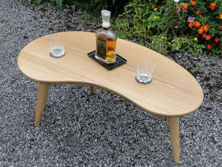 table de salon contemporaine arrondie en chne naturel