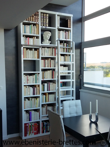 bibliothque design laque blanche brillante sur mesure