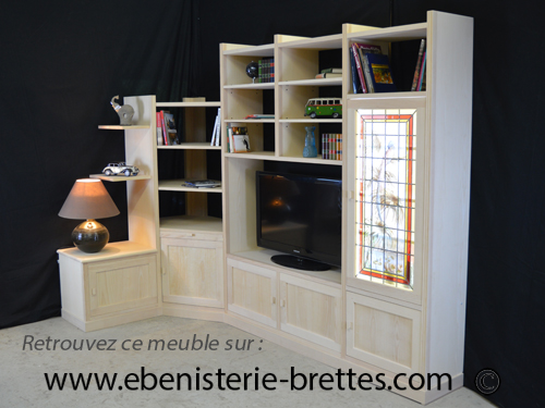 bibliothque en bois de frne clair