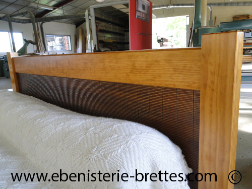 dossier de lit rectangulaire en pin et bambous