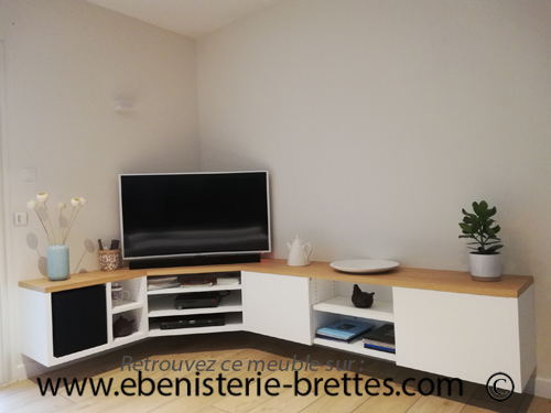 Meuble tv d'angle en bois noble