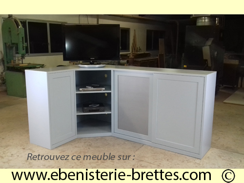 mobilier pour tl et rangement laqu gris bleut