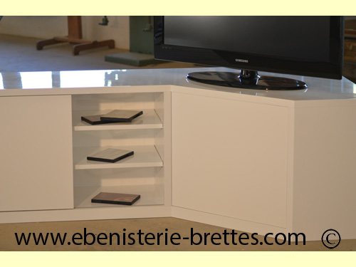 meuble tv design blanc en angle decoration