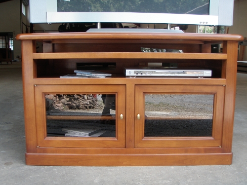 meuble télévision en bois vitré