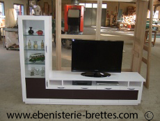 meuble television en l avec vitrine