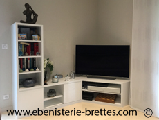 meuble tv angle blanc colonne etagere