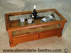 table moderne bois vitrine verre