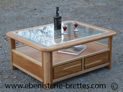 table basse bois verre