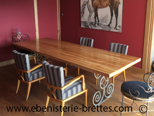 grande table  manger en fer forg et dessus bois  veinage